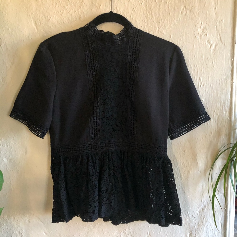Mock Turtle neck laced blouse